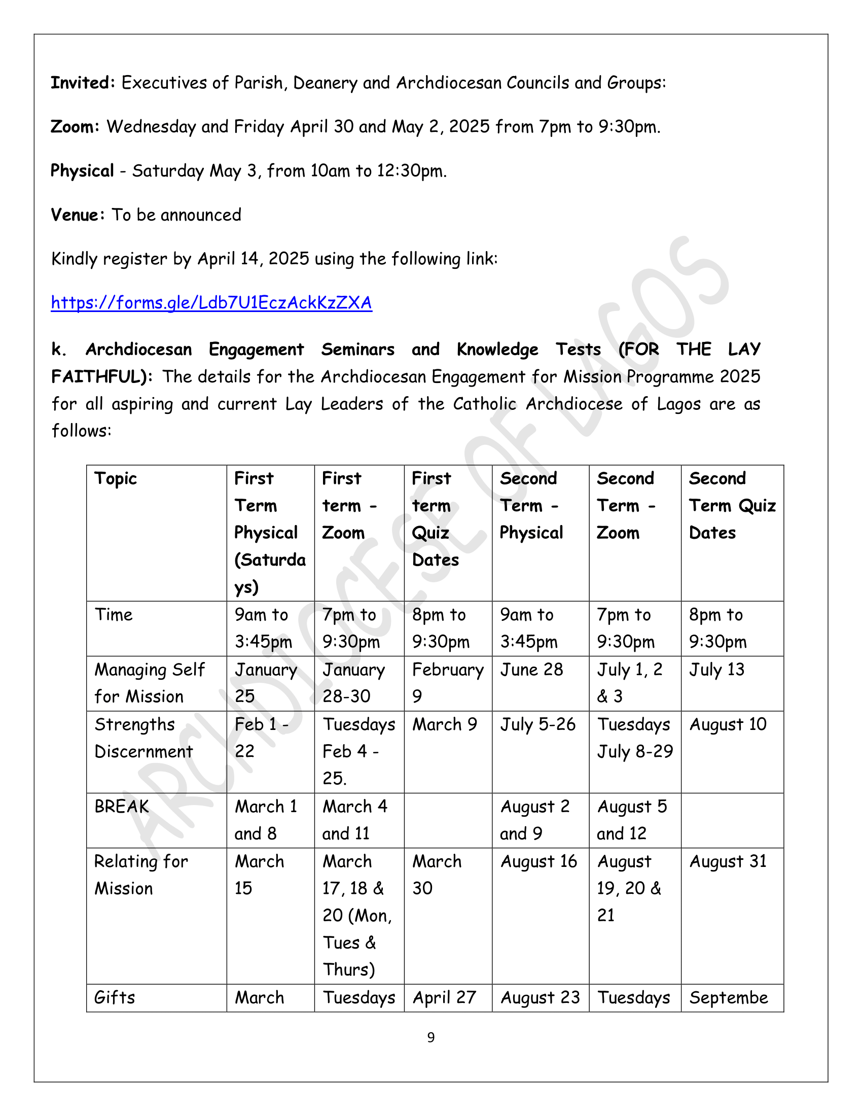 MARCH 2025 ARCHBISHOP'S CIRCULAR-09