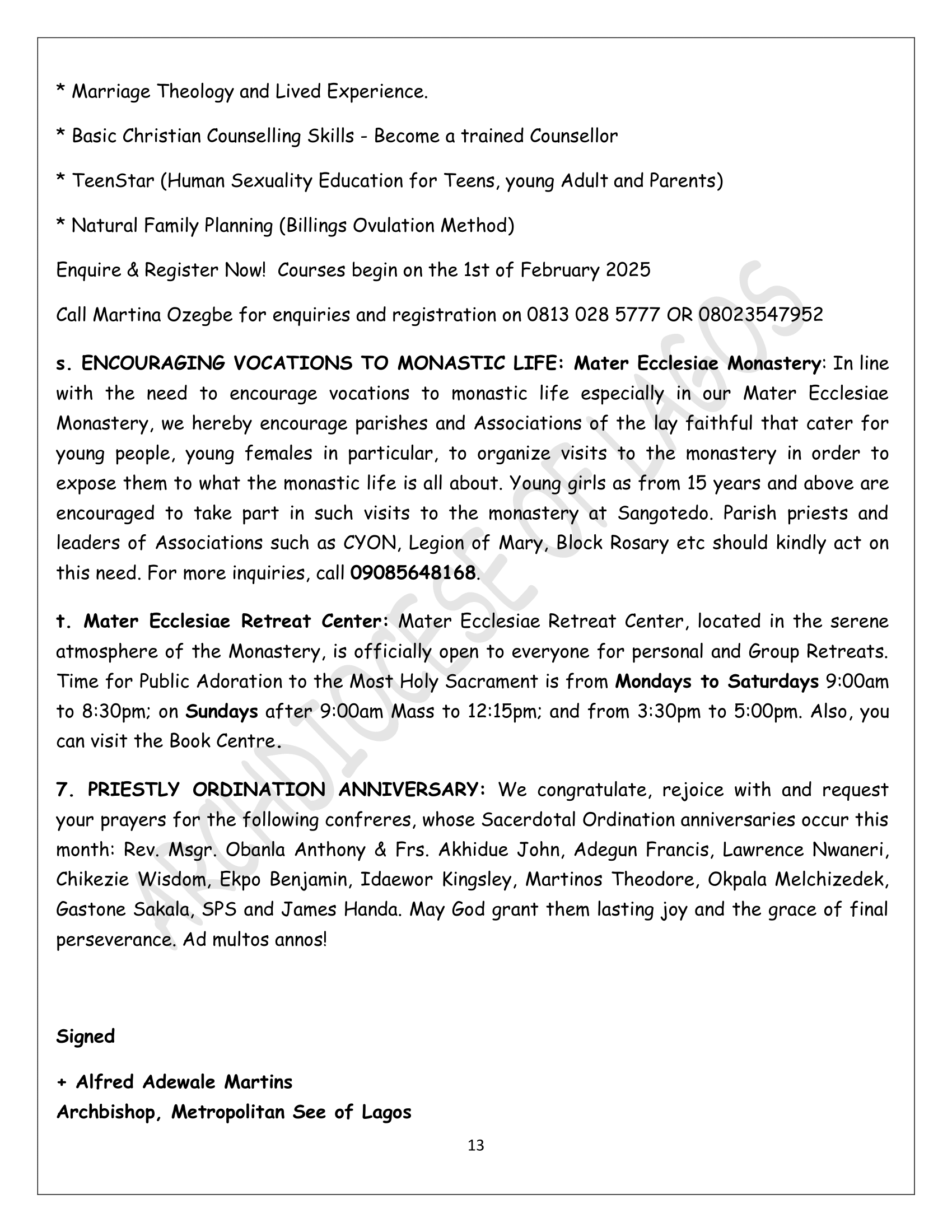MARCH 2025 ARCHBISHOP'S CIRCULAR-13